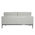 Florence Knoll Blanc Cuir véritable 2 canapé de siège